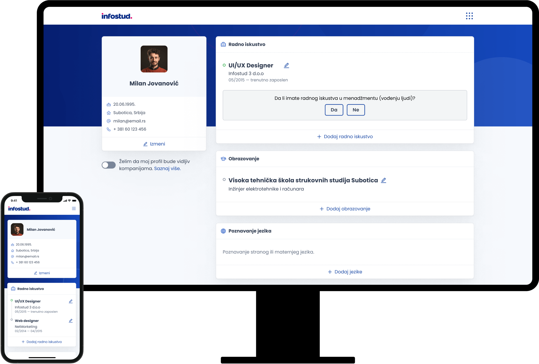 infostud profil desktop