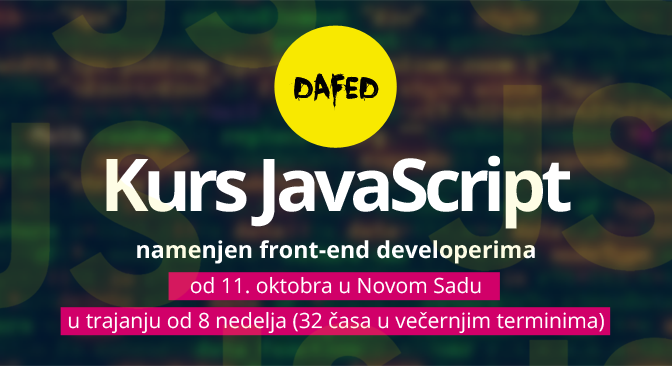 DaFED pokreće kurs JavaScript u Novom Sadu namenjen front-end developerima
