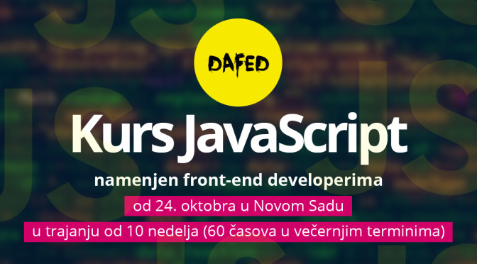 DaFED pokreće kurs JavaScript u Novom Sadu namenjen front-end developerima