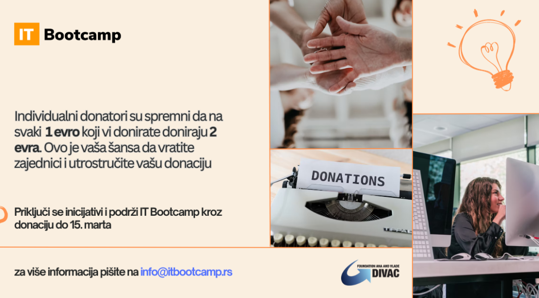 IT Bootcamp – podrži inicijativu „Akcija Utrostruči Dobročinstvo“